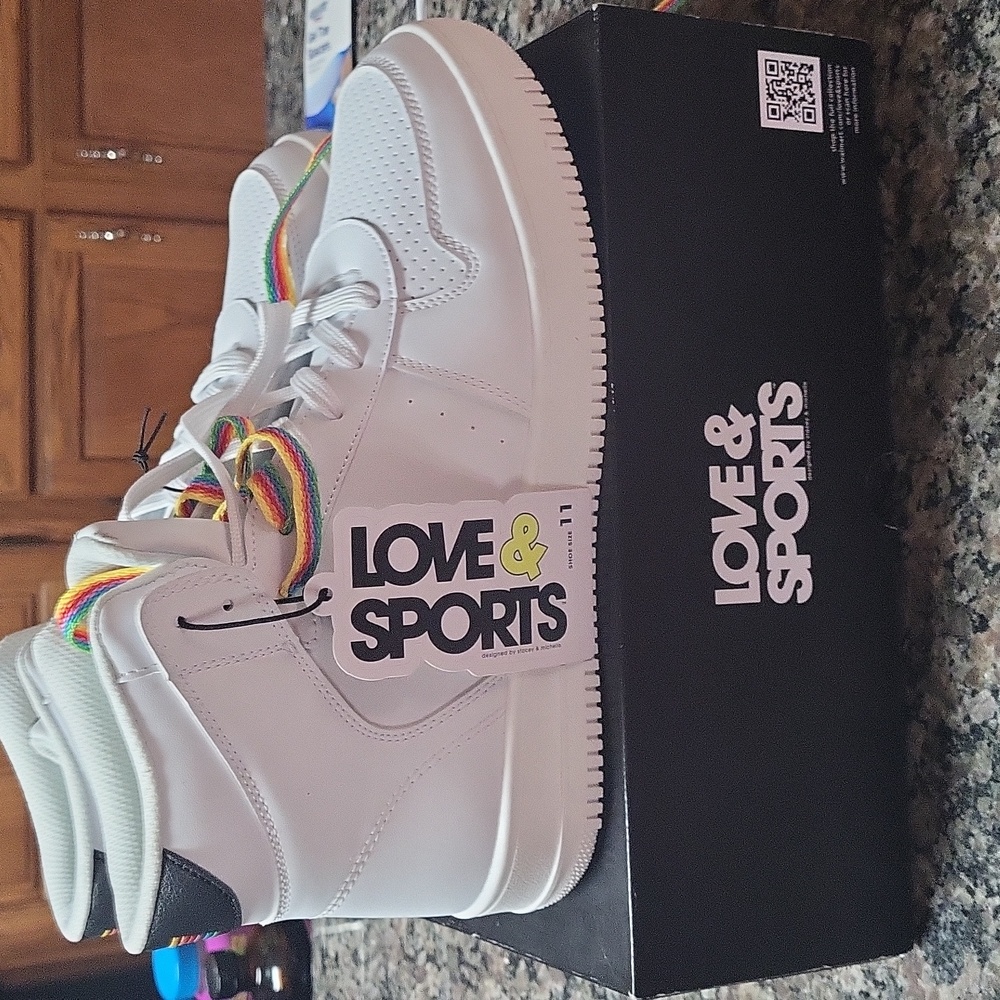 Love & Sports Women's Lace-up High-Top Sneakers Alternate Rainbow Lace Included